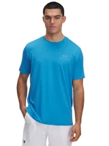 Remera deportiva Under Armour Vanish Energy color celeste, de corte clásico, mangas cortas y logo estampado en el pecho.