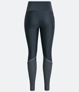 Calza deportiva larga color gris oscuro, de tiro alto y corte ajustado, con detalle de bies blanco contrastante en la parte inferior de la pierna.