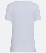 Blusa verde de viscosa con escote en V y mangas cortas.