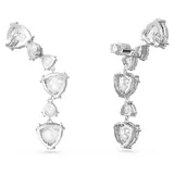 Caravanas ear cuff plateadas con cristales transparentes de diferentes tallas.