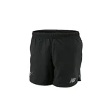 Short de running negro con cintura elástica, logo de New Balance estampado en la pierna derecha y tecnología NB DRY de secado rápido.
