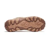 Zapatillas de senderismo Merrell Accentor 3, color beige con detalles en marrón. Capellada de cuero de ante y malla transpirable, cordones y correas reciclados, lengüeta de fuelle, puntera de goma protectora, forro de malla reciclada, plantilla extraíble de espuma EVA reciclada, tratamiento Cleansport NXT™ para el control del olor, cámara de aire Merrell Air Cushion en el talón y suela de goma adherente.