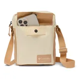 Bolso bandolera compacto Columbia Zigzag II, color beige con detalles en marrón claro. Cuenta con un compartimento principal, un bolsillo exterior de seguridad y una correa ajustable.