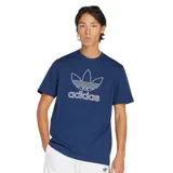 Remera azul de algodón con logo Adidas Outline Trefoil estampado en blanco en el pecho.