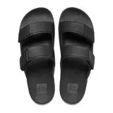 Sandalias Reef Cushion Tradewind negras con doble tira ajustable con velcro y logo de la marca en el lateral.