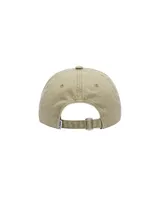 Gorra de gabardina color gris oscuro con visera curva, seis paneles y correa ajustable en la parte trasera. Logo de Obey bordado en blanco en el frente.