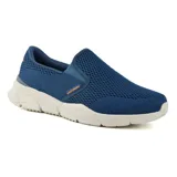 Championes Skechers Equalizer 4.0 Triple Play, color azul marino, sin cordones, con capellada de malla y plantilla Air Cooled Memory Foam.