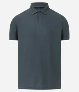 Camisa polo de hombre color verde oscuro, de corte regular, manga corta y cuello con botones.