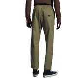 Pantalón verde oliva de microcanvas con cintura elástica ajustable con cordón, bolsillos laterales y corte recto.