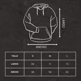 Canguro negro oversize unisex de algodón con felpa, con bordado de la palabra "Perspective" al revés en la espalda y en la manga.