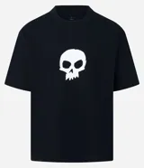 Remera negra de algodón con corte boxy, cuello redondo y mangas cortas. Estampado frontal con lettering "Sid's Toys" de Toy Story.