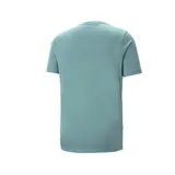 Remera Puma ESS+ 2 Col Logo Tee color verde azulado, de corte clásico con mangas cortas y cuello redondo. Presenta el logo de Puma estampado en blanco y negro en el pecho.