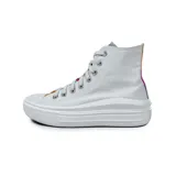 Championes Converse Chuck Taylor All Star Move, color blanco con detalles multicolor en el logo y talón. Zapatillas de caña alta con plataforma.