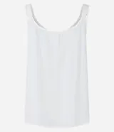 Musculosa color crudo de viscosa texturizada, con escote en pico y breteles anchos.