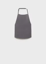 Top gris con cuello drapeado y espalda descubierta, con tiras finas para atar en el cuello y la espalda.