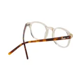 Lentes de eco acetato color beige con detalles en carey en las patillas.
