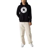 Canguro negro con capucha y bolsillo tipo canguro. Estampado frontal con el logo clásico de Converse Chuck Taylor All Star en blanco y negro.