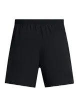 Short deportivo Under Armour Project Rock color verde con detalles en celeste y logo estampado en la pierna.