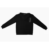 Hoodie negro con capucha y bolsillo tipo canguro.