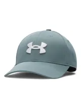 Gorro Under Armour blanco con logo negro bordado en el frente.