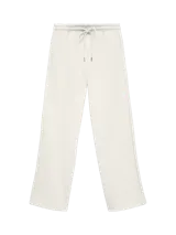 Pantalón jogger de tiro alto color crema, con cintura elástica, cordón ajustable y corte holgado.