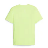 Remera deportiva color verde lima, con logo de Puma estampado en blanco en el pecho. Cuello redondo con cinta estampada con la palabra 'RUN' repetida.