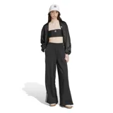 Pantalón Adidas de mujer, modelo Loose French Terry Wide Leg, color negro con tres rayas blancas a los costados.