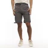 Bermuda cargo gris oscuro marca Wrangler, con bolsillos laterales y cinturón.