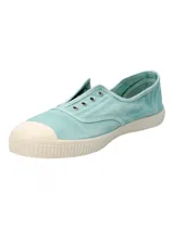 Zapatillas Natural World modelo Greece, color verde agua, sin cordones, fabricadas en España con algodón orgánico y suela de goma.