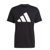 Remera deportiva Adidas Train Essentials negra con logo blanco estampado en el frente.