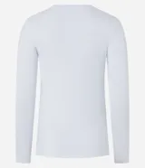 Remera deportiva negra de poliamida con protección UV, mangas largas y corte raglán.
