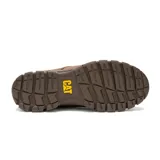Zapato acordonado de cuero color marrón, con forro de malla de nylon, plantilla de espuma acolchada y suela de goma.
