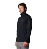 Buzo polar negro de hombre Columbia Tech Knit 1/4 con cierre parcial, tecnología Omni-Shade™ UPF 40 y Omni-Wick™, bolsillo en la manga y detalles reflectantes.