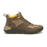 Bota de media caña color marrón con detalles en amarillo. Fabricada en nobuk engrasado con forro de malla de nailon suave y transpirable. Cuenta con plantilla de espuma acolchada, entresuela de EVA duradera y ligera, y suela de goma para tracción.
