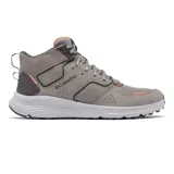 Botas de trekking Columbia Benson Mid color gris con detalles en naranja, confeccionadas en malla transpirable con superposiciones de ante. Cuentan con tecnología Omni-Shield™ que repele la humedad y resiste las manchas, entresuela TechLite™ para amortiguación y absorción de impactos, y suela Omni-Grip™ para tracción en todo tipo de terrenos.