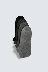 Pack de cuatro pares de calcetines tobilleros tejidos en hilatura con mezcla de algodón y acabado en rib.