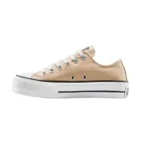 Championes Converse Chuck Taylor All Star Lift Platform, color beige con plataforma blanca y detalles en negro.