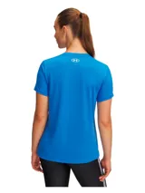 Remera deportiva Under Armour Tech™ SSC Solid negra de corte holgado y tejido ligero.