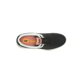 Zapatillas urbanas de cuero negro con detalles en blanco y suela chunky.