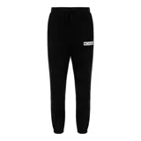 Pantalón de jogging negro con cintura elástica ajustable con cordón, puños elásticos y logo de Columbia estampado en el muslo izquierdo.