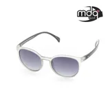Lentes de sol con marco de acetato gris y negro, con lentes de tonalidad degradada.