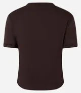 Blusa de viscosa color verde, con cuello redondo y manga corta con detalle plegado.