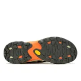 Championes de senderismo Merrell Moab Speed 2, color marrón con detalles en negro y naranja. Capellada de malla técnica y TPU reciclado, cordones y correas recicladas, cuello acolchado, forro de malla reciclada, plantilla de espuma EVA reciclada, entresuela de espuma FloatPro y suela Vibram TC5+.