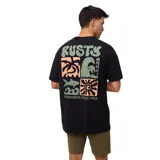 Remera de manga corta negra con estampado del logo de Rusty en el pecho.