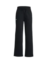 Pantalón de jogging Under Armour RVL Fleece negro, de corte recto y tiro alto, con cintura elástica ajustable con cordón.