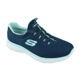 Zapatillas deportivas Skechers Summits color azul marino, con cordones elásticos, capellada de malla knit y plantilla Memory Foam.