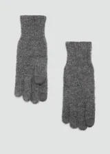 Guantes de punto color gris con detalles en los dedos para usar pantallas táctiles.