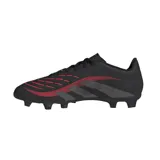 Championes de fútbol Adidas Predator League FG/MG, color negro con detalles en gris y rojo.