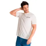 Remera de hombre color crudo, de corte recto y manga corta, con logo de Caterpillar estampado en el pecho.