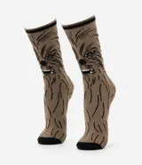 Medias marrones con diseño de Chewbacca de Star Wars, caña alta y puntera y talón negros.